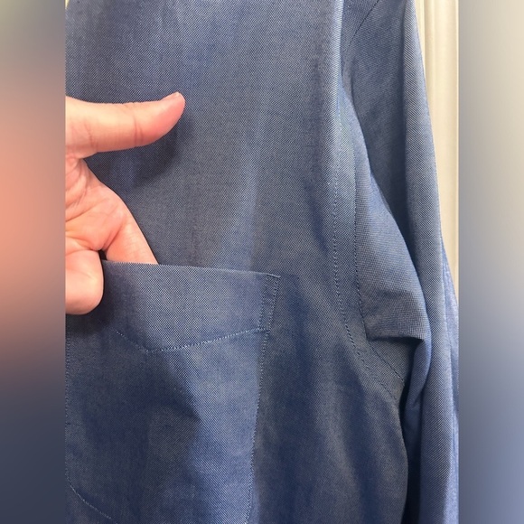 Lands End Button Down Shirt Mens 16-36 Tall Supima Cotton Traditional Fit Blue - Picture 7 of 9